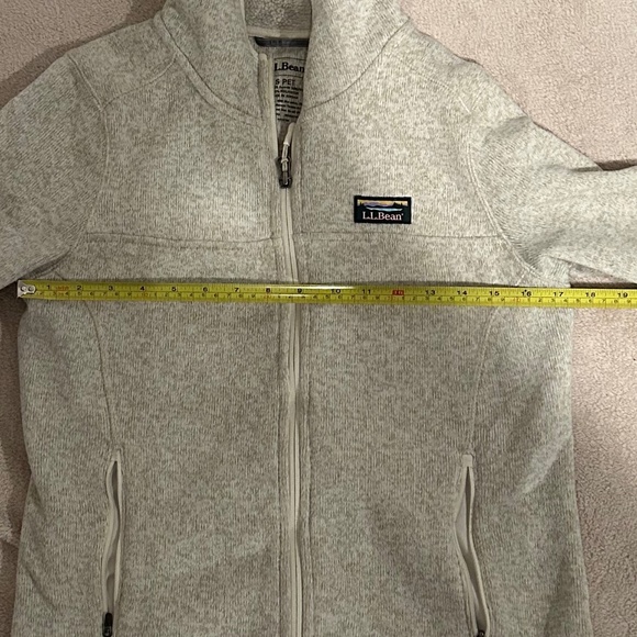 L.L. Bean's Sweater Fleece Full-Zip Hoodie in Cream - Women's Petite Small - Picture 7 of 10